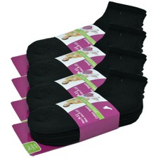 3 Pairs Womens Ankle Crew Cushioned Sports Cotton Black Socks Low Cut Size 9-11