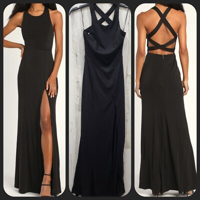 LULUS Maniju Adore Me Black Strappy Backless Mermaid Maxi Dress Size SMALL**NWT*