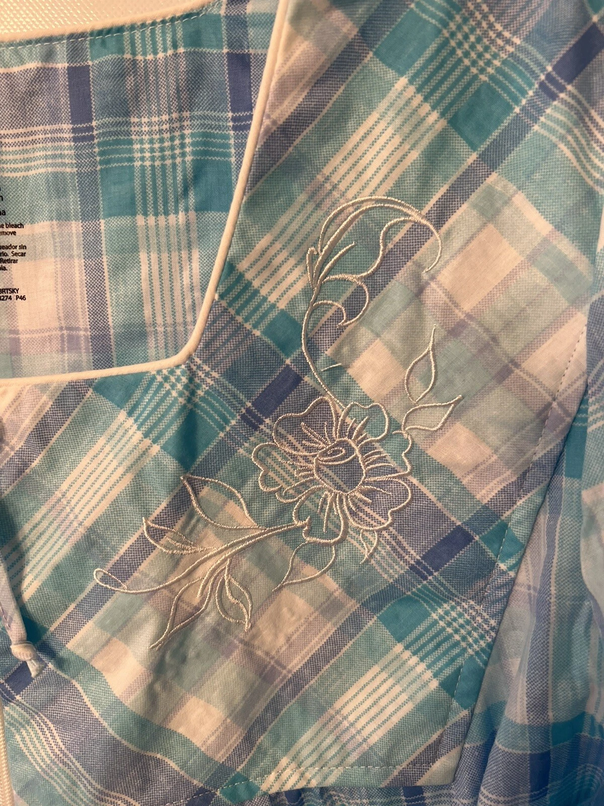 UNDERCOVER Abito casa MuuMuu Secret Treasures blu a quadri maniche corte zip davanti XL 16 18