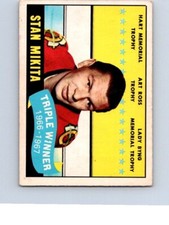 HOCKEY CARD topps 1967 STAN MIKITA CHICAGO BLACK HAWKS TRIPLE WINNER NO1549
