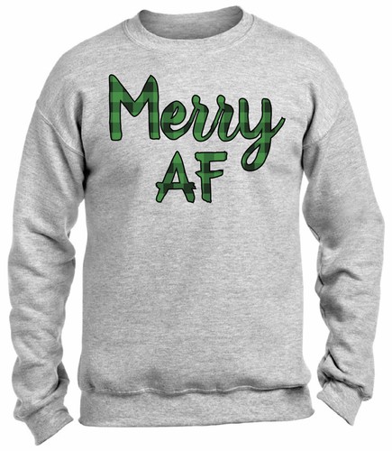 Merry AF Green Printed Christmas Sweater Xmas Gift Holiday Unisex Sweatshirt  | eBay