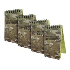 4-Pack of All Weather Waterproof Spiral Notebook 3” x 5” with Camo Cover 48pg/ea