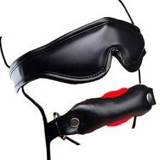 PU Leather Padded BDSM Mouth Gag Bondage Blindfold Role Play Restraints
