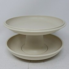 Tupperware Mini Serve It All Set Almond 1730  1731 Vintage 2 Tiered Tray