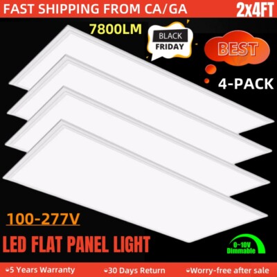 4PCS LED Panel Light 2x4Ft Drop Ceiling Flat Panel Lamp Recessed Troffer Fixture