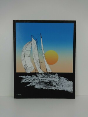 Vintage Kunst Boot Thema Segeln Druck Siebdruck Retro Farbe Wandbehang