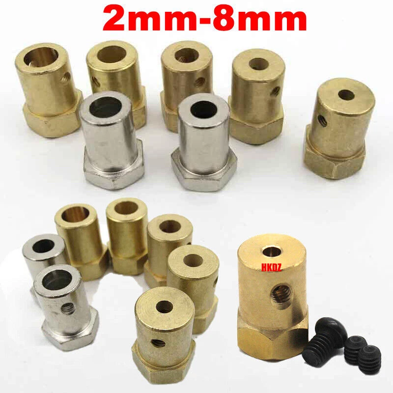 Brass Hex Motor Shaft Coupling Joint 2mm-8mm Adaptor for RC Model Car Boat Wheel - Image 2 of 4