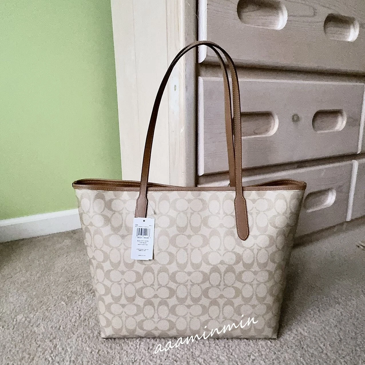 Borsa Coach City Tote Bag in tela firmata 5696 nuova con etichetta