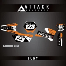 Attack Graphics Custom Fury Complete Bike Graphics Kit For KTM 300 MXC 2005