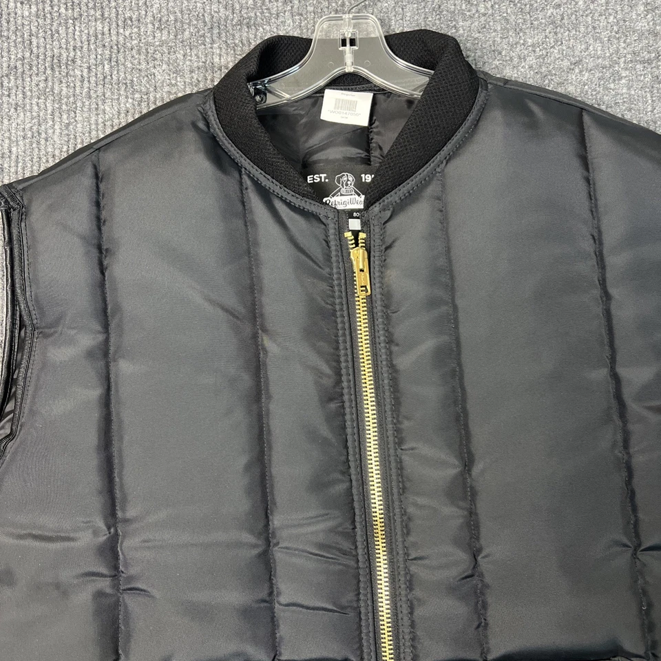 Chaleco de nailon con cremallera completa Refrigiwear para hombre talla 4XL negro acolchado ropa de trabajo frío extremo Foto 3 de 4