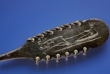 antique 1927 Finnish Finland 813H silver spoon engraved reindeer sled Lapland