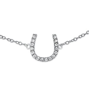 Authentic Pave CZ Horseshoe Anklet Ankle Bracelet Gold Plated Sterling Silver 9-10 Inch