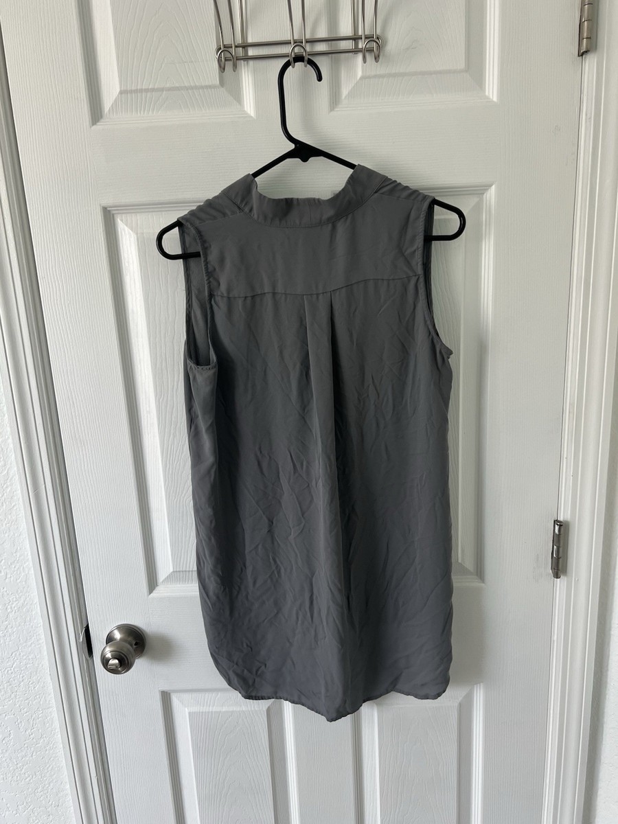 Women's Banana Republic Solid Gray Sleeveless Tank Top Blouse Size