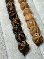 Scarce 17 Small Intricate Carved Vegetable Ivory Buttons Set Lot Tagua Nut