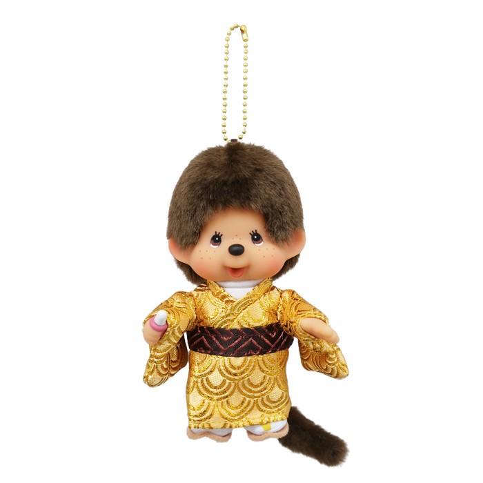Limited Edition Monchhichi 13.5cm Kimono Gold Keychain Mascot ~ NEW