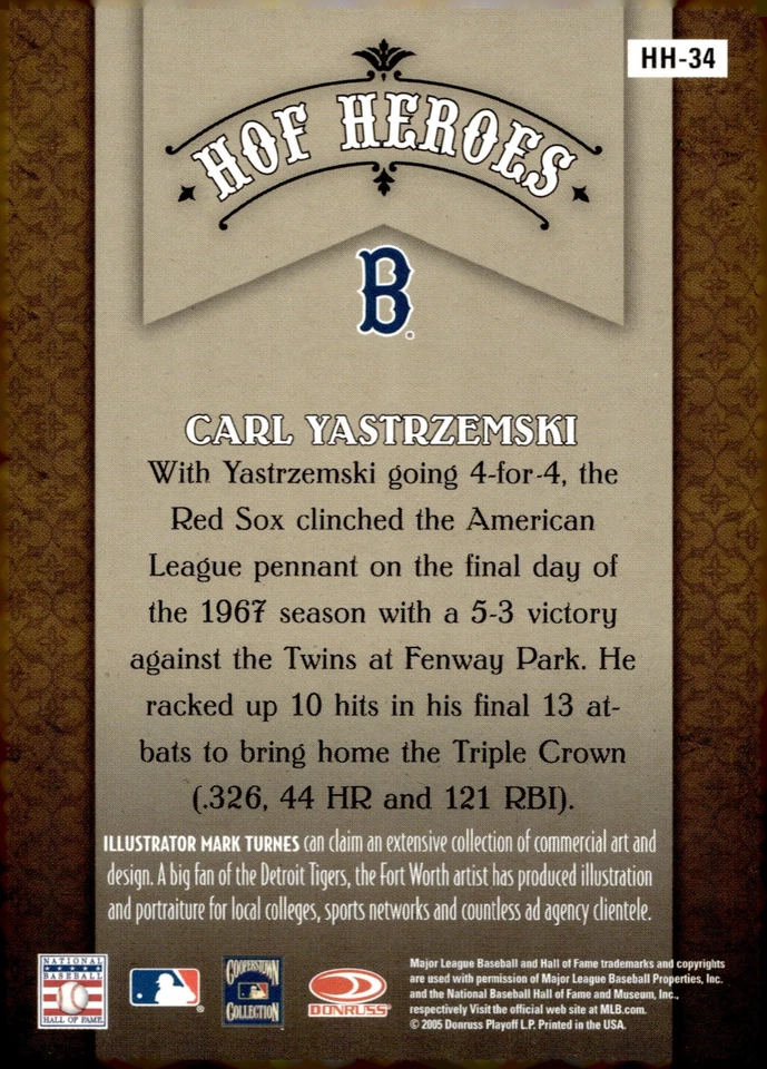 2005 Diamond Kings HOF Heroes #HH34 Carl Yastrzemski - Image 2 of 2
