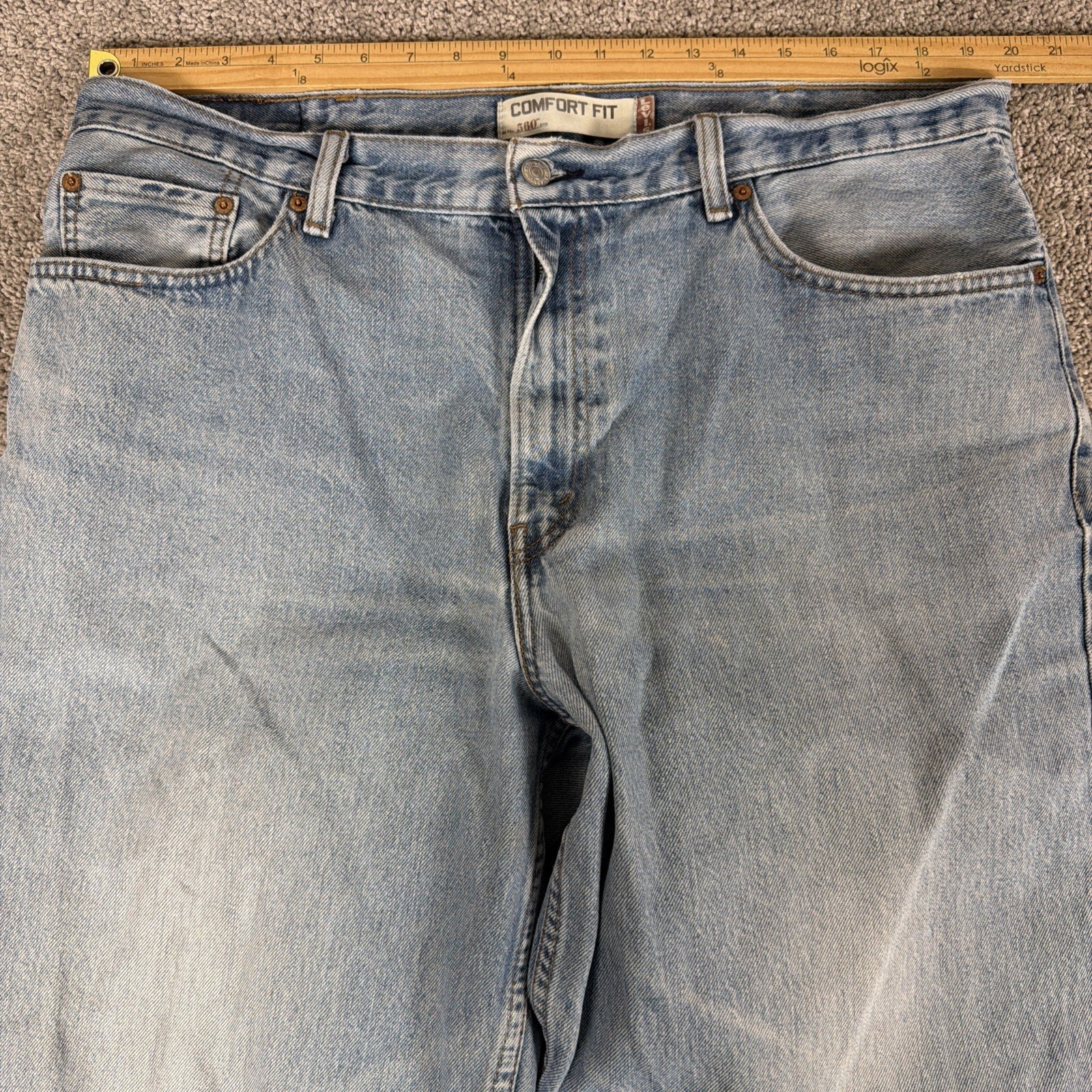 Levis 560 Jeans Mens 38x34 Blue Denim Loose Fit Baggy Skater Distressed Y2K Rave thumbnail 6