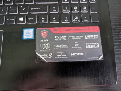 MSI GE62 6QD Apache Pro 15.6