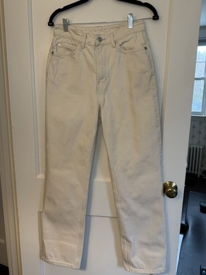 Weekday Rowe Extra High Rise Straight Jeans Ivory 100% Cotton Women 28x30