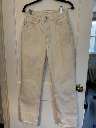 Weekday Rowe Extra High Rise Straight Jeans Ivory 100% Cotton Women 28x30