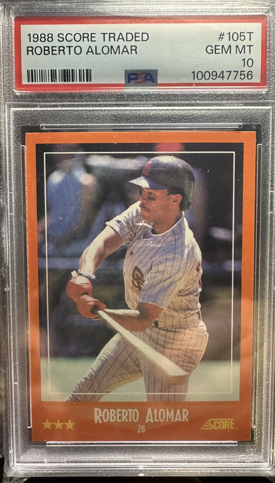 1988 Score Traded Roberto Alomar PSA 10 GEM MINT # 105T RC Rookie