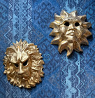 Vintage Authentic Venetian Gold Sun & Lion Masks – Signed – Italy