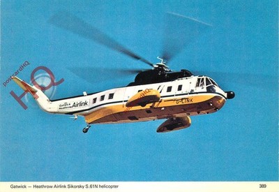 Ansichtskarte; HELIKOPTER, SIKORSKY S.61N GATWICK-HEATHROW AIRLINK G-LINK