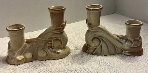 Frankoma USA Art Pottery Dual Candlestick Candle Holder #304 Vintage