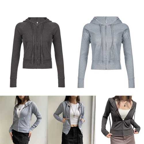 SACAI Felpa donna moderna a costine con cappuccio e tasche design per utility