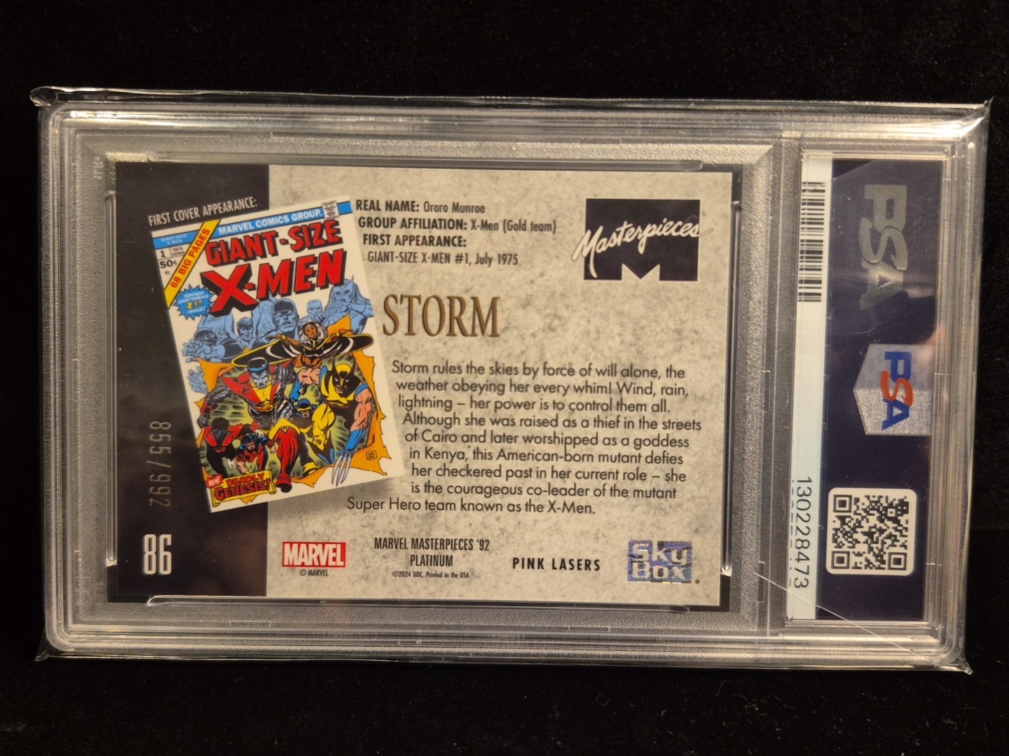 Marvel Masterpieces 92 Platinum Storm Pink Lasers PSA 8