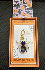 True to Form Crystal Spider Handbag Charm Bag Clip Keychain Gold