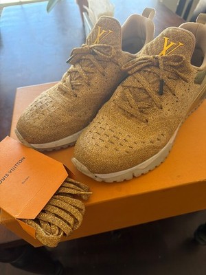 Louis Vuitton V.N.R. VNR 1A4BBA Technical Gold Knit Sneaker LV SZ 9.5 RARE