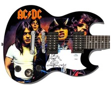 Angus Young AC/DC Autographed Sketch Graphics Highway To Hell Epiphone SG Guitar