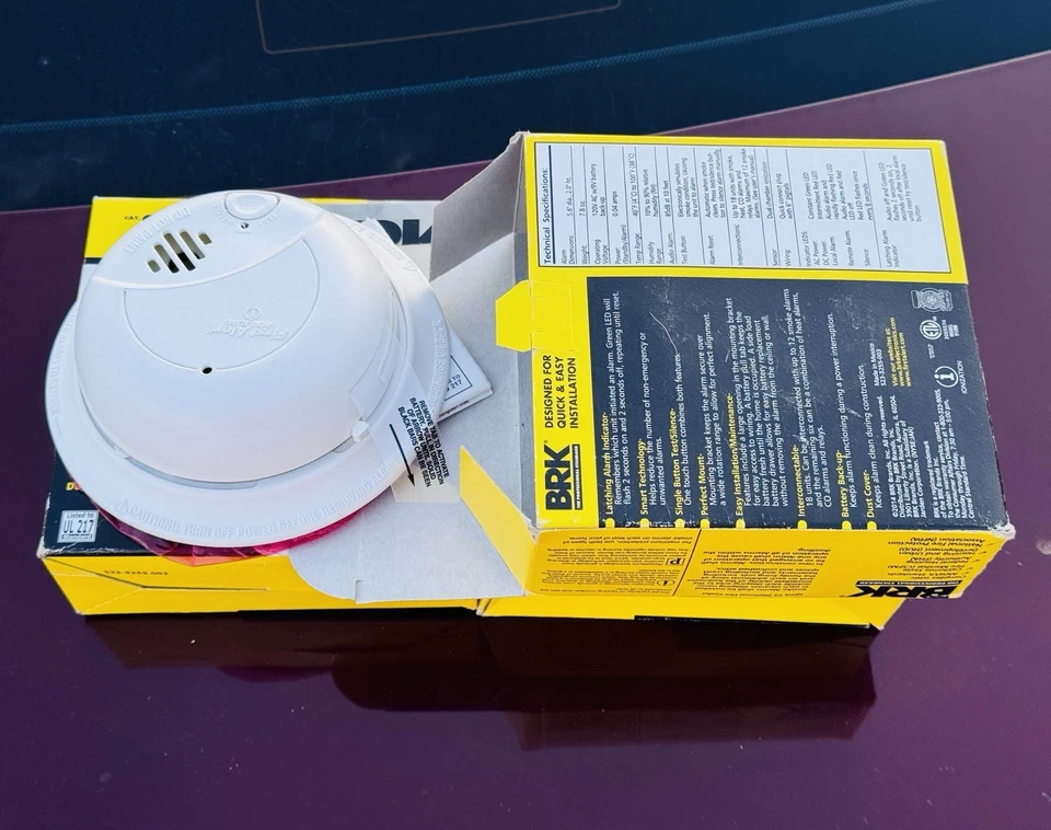 Lote de 3 detectores de humo BRK 9120B cableados de CA con batería de respaldo - caja abierta Foto 3 de 4