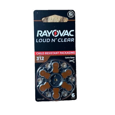 Rayovac Size 312 Zinc-Air Hearing Aid Batteries 6 Pack Loud N' Clear X5 30 Total