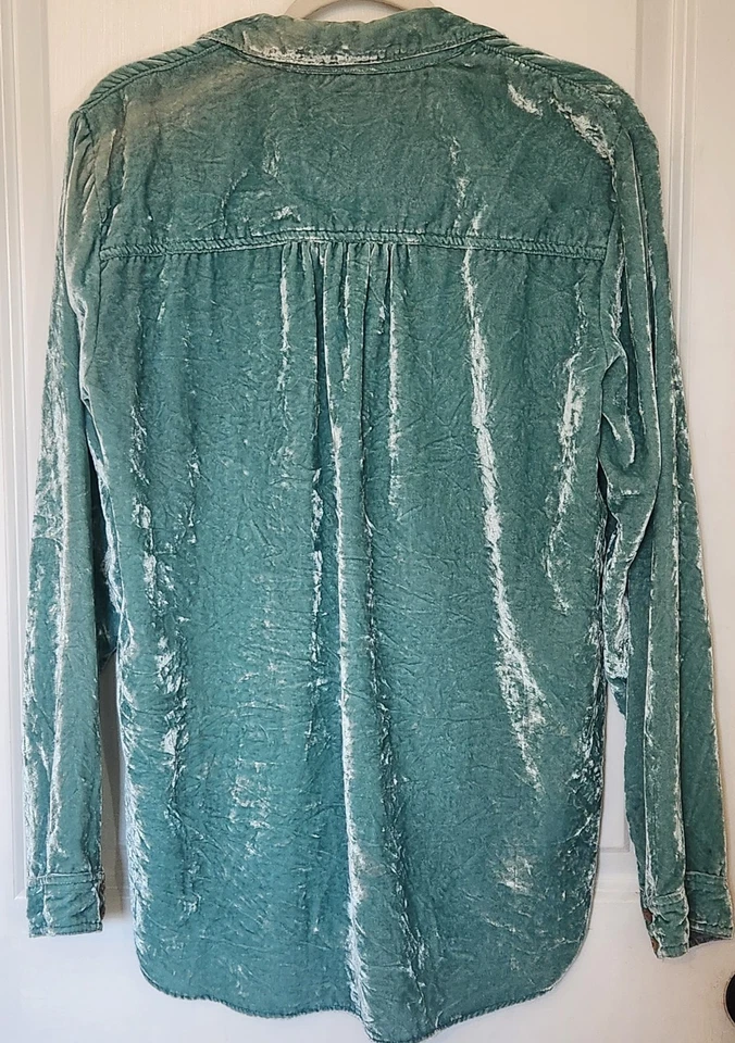 Camisa Pilcro Anthropolgie Terciopelo Aplastado Como Nueva Espuma de Mar Abotonada Para Mujer Talla 12 Foto 2 de 4