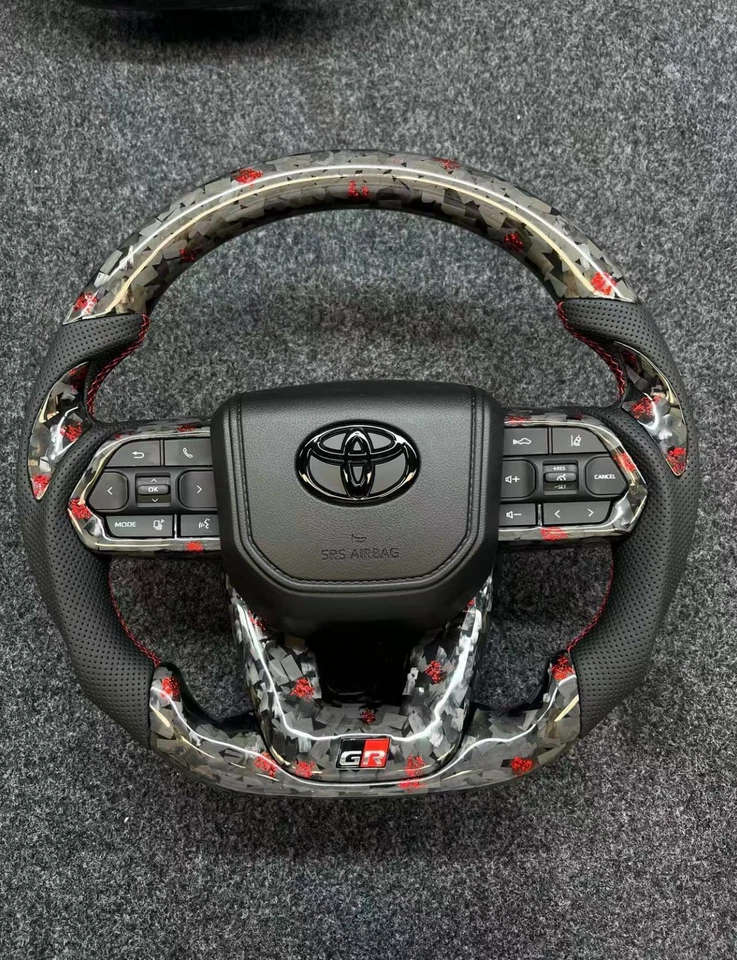 Volante de fibra de carbono para Toyota LC Hailux Alpha Land Cruiser Highlander Foto 2 de 4