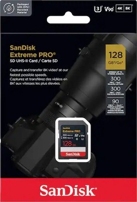 新品 SanDisk Extreme PRO 128GB 300MB/s V90 SanDisk Extreme PRO 128GB SD CARD UHS-II V90 (Card Only) | eBay