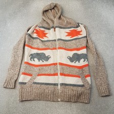 Superdry Cardigan Small Brown Grey Buffalo Jacket Aztec Western Navajo Cowichan