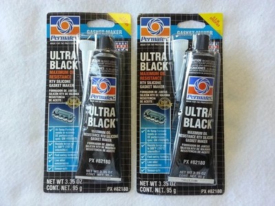 2x PERMATEX Ultra Black 82180 Max Oil Resist RTV Silicone Gasket Maker 3.35oz