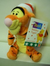  4304 NWT Mattel Target Stores Holiday Tigger with Santa Hat Bean Bag Plush