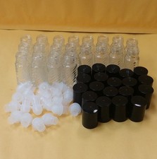 20 Swirl Bottles 1/6 oz 5 ml Clear Glass Roll on  Black Cap  Roller FREE SHIP