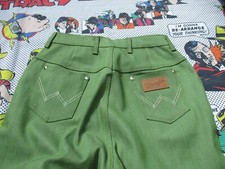 VTG 60's Wrangler Misses Mod High Waisted Green Slim Jeans 26 X 30 Made in USA