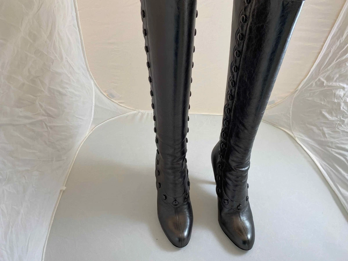 affældige Regelmæssighed Opera Valentino Gray Silver Leather knee high Women&#039;s Boots size 7.5 M On  Sale | eBay