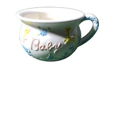 Napcoware Baby Mug Planter Chamber Pot Blue Handle Shower Newborn 60s Vintage