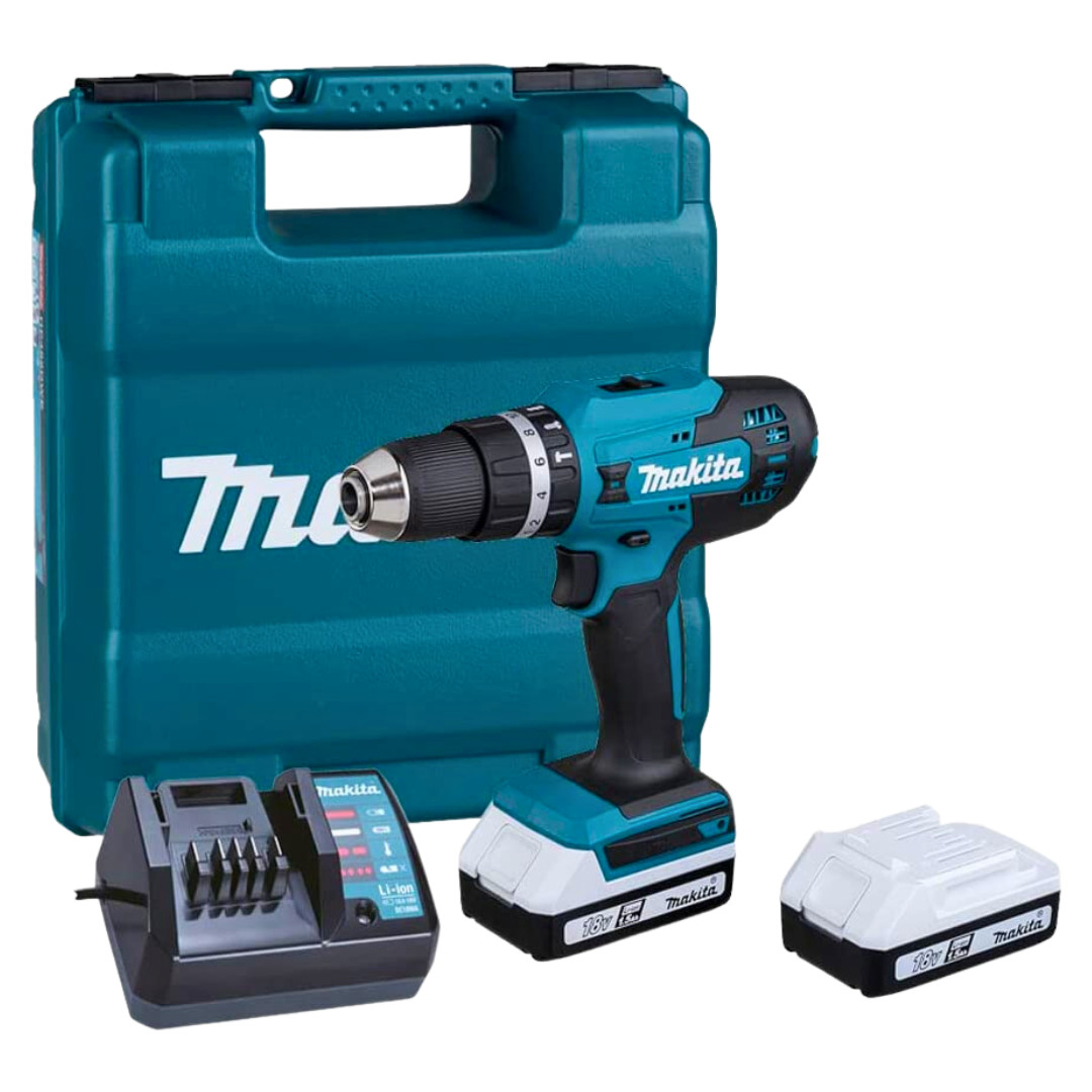 Taladro Combinado Makita HP488D002 con 2 baterías 18V 1,5Ah