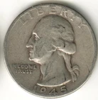 USA - 1945P - Washington ¼ $ - Silver Eagle - no mint mark - #15717RG