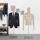 Male Mannequin Realistic Plastic Torso Dress Form Half Body Head Dress Display