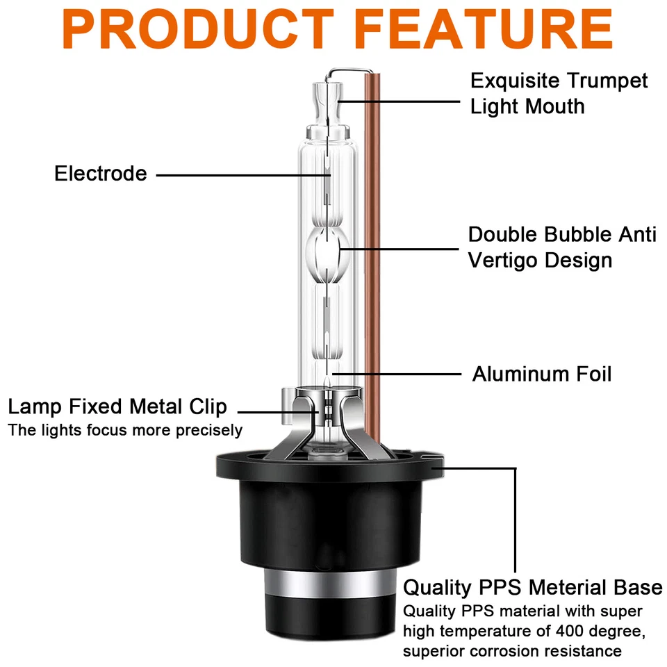 2X D2S 35W 6000K 8K 10K HID Xenon Replacement Low/High Beam Headlight Lamp Bulbs - Image 3 of 4