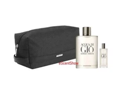 ACQUA DI GIO GIORGIO ARMANI MEN SET 6.7 & .67 OZ EAU DE TOILETTE SPRAY BAG NIB